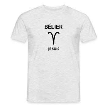 Belier, je suis - T-shirt homme - gris chiné - Devant - AI Model Male 178 dark (178cm)