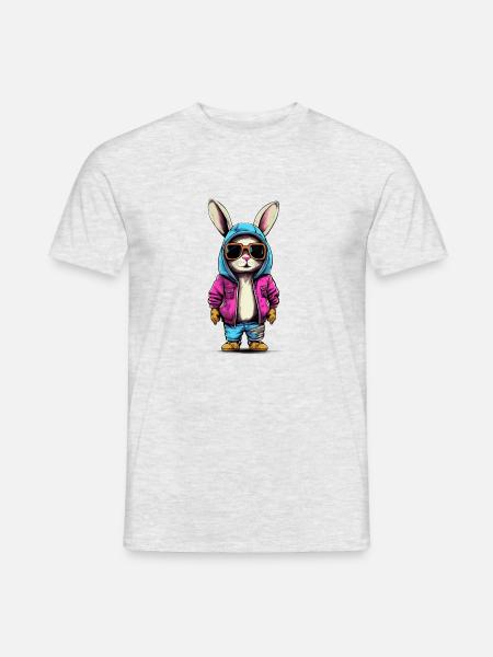 Bunter Hase Hip Hop Style - Männer T-Shirt - Grau meliert
