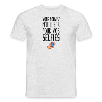 Vous pouvez m'utiliser pour vos selfies - T-shirt homme - gris chiné - Devant - AI Model Male 178 dark (178cm)