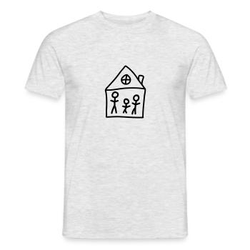Familie Haus - line - Männer T-Shirt - Grau meliert - Vorne - AI Model Male 178 dark (178cm)