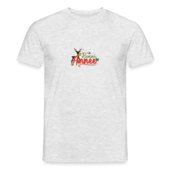 Happy New Year with Santa's Reindeer - Men's T-Shirt - heather grey - Front - AI Model Male 178 dark (178cm)