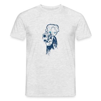 T-Shirt, Streetwear Sweatshirt " killer3 - Männer T-Shirt - Grau meliert - Vorne - AI Model Male 178 dark (178cm)