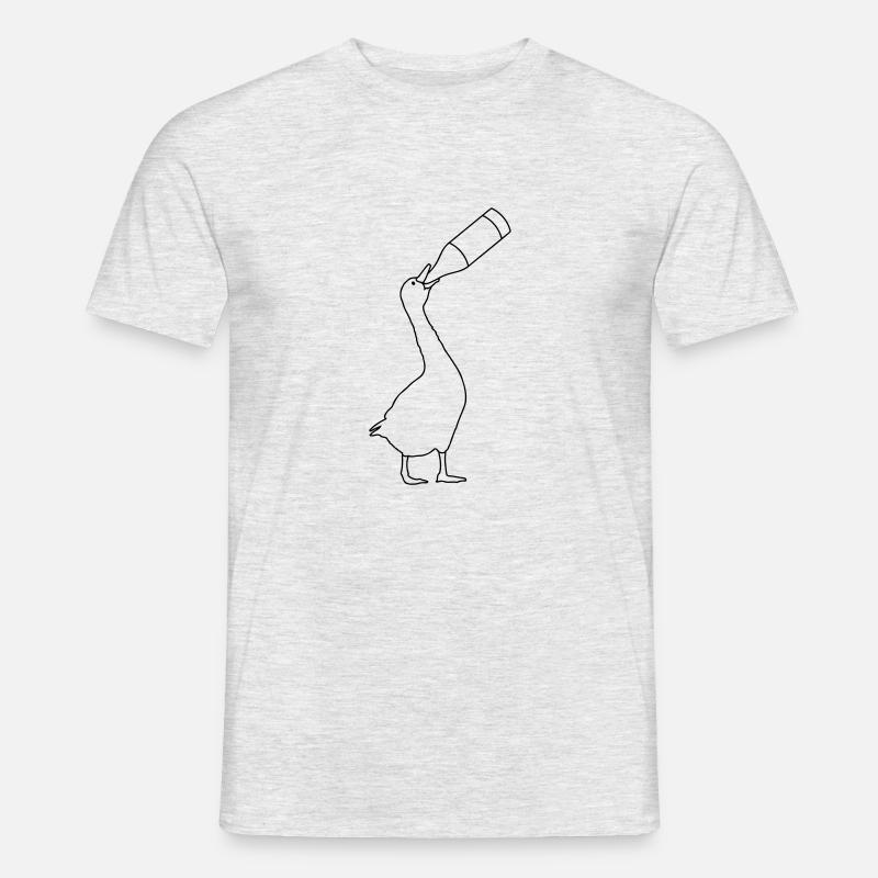 Gans säuft Bier - Männer T-Shirt - Grau meliert