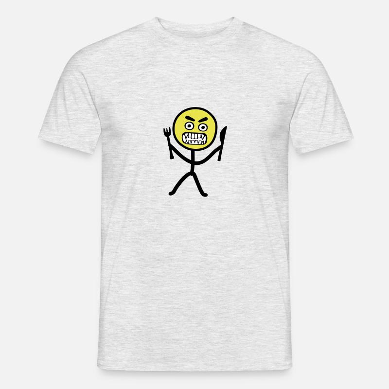 Hungriges Emoji Strichmännchen - Männer T-Shirt - Grau meliert