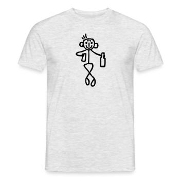 Strichmännchen mit Flasche Bier - Männer T-Shirt - Grau meliert - Vorne - AI Model Male 178 dark (178cm)