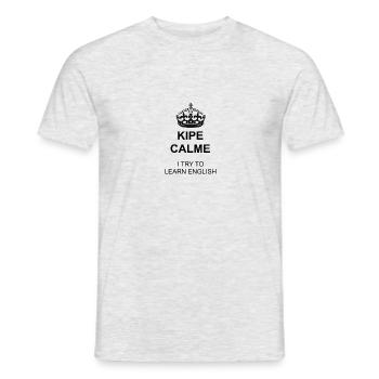 Keep Calm ! I try to learn english - T-shirt homme - gris chiné - Devant - AI Model Male 178 dark (178cm)