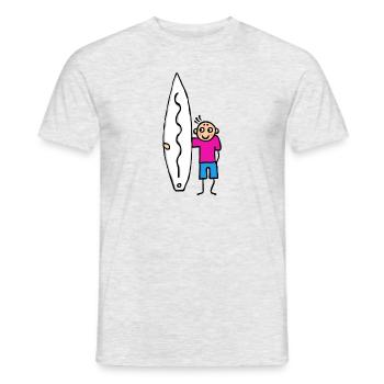 Surfer surfer with board - Men's T-Shirt - heather grey - Front - AI Model Male 178 dark (178cm)