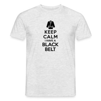 Bewahren Sie Ruhe, ich habe einen schwarzen Gürtel - Männer T-Shirt - Grau meliert - Vorne - AI Model Male 178 dark (178cm)