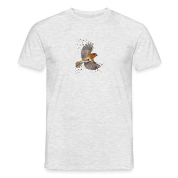 Rotkehlchen in Polygon-Art - Männer T-Shirt - Grau meliert - Vorne - AI Model Male 178 dark (178cm)