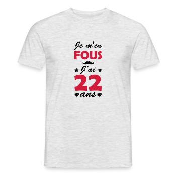j'ai 22 ans / humour anniversaire 22 ans - T-shirt homme - gris chiné - Devant - AI Model Male 178 dark (178cm)
