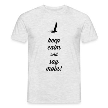 KEEP CALM AND SAY MOIN! - Männer T-Shirt - Grau meliert - Vorne - AI Model Male 178 dark (178cm)