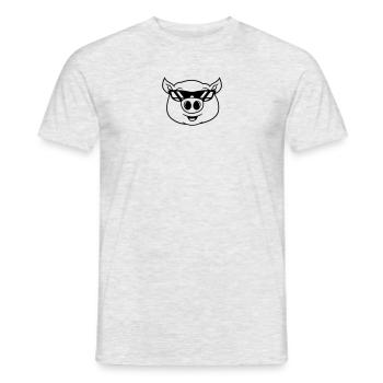 cool sunglasses pig face head cute cute comic cart - Men's T-Shirt - heather grey - Front - AI Model Male 178 dark (178cm)