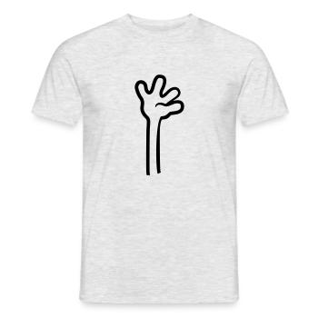 comic langer arm hochheben winken hand cartoon des - Männer T-Shirt - Grau meliert - Vorne - AI Model Male 178 dark (178cm)