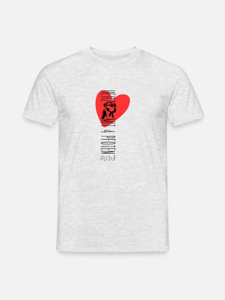 Herz mit vier Pfoten - Pitbull - Männer T-Shirt - Grau meliert