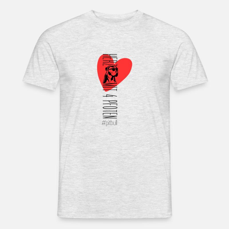 Herz mit vier Pfoten - Pitbull - Männer T-Shirt - Grau meliert