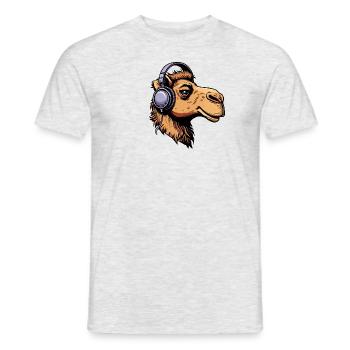 Camel with headphones - Men's T-Shirt - heather grey - Front - AI Model Male 178 dark (178cm)