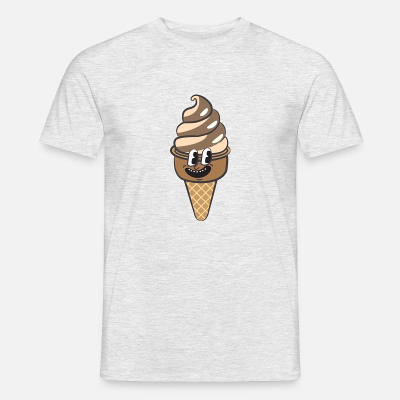 Retro Cartoon Eiscreme - Männer T-Shirt - Grau meliert