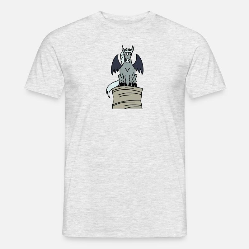 Hippogoyle - Gargoyle als Pferd auf großem Heuball - Männer T-Shirt - Grau meliert