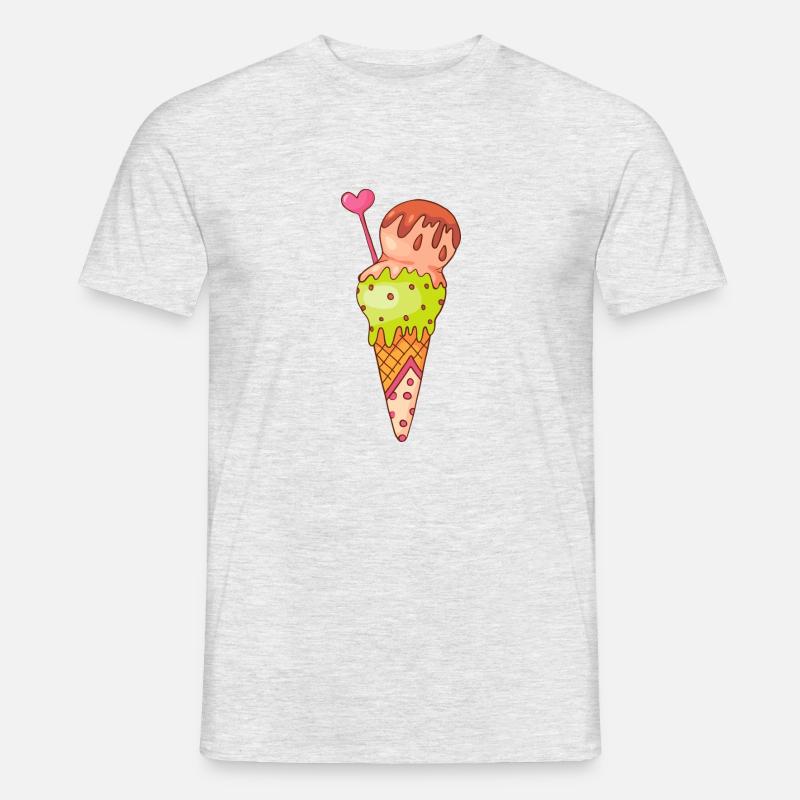 Eis Speiseeis Eiskrem Eiscreme Kugeleis Eisbecher - Männer T-Shirt - Grau meliert