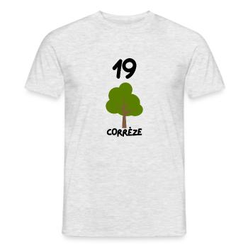 19 Corrèze Arbre - T-shirt homme - gris chiné - Devant - AI Model Male 178 dark (178cm)