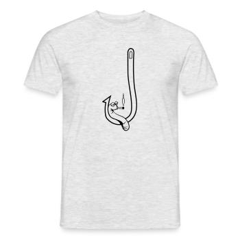 angeln wurm witzig kiffen joint - Männer T-Shirt - Grau meliert - Vorne - AI Model Male 178 dark (178cm)