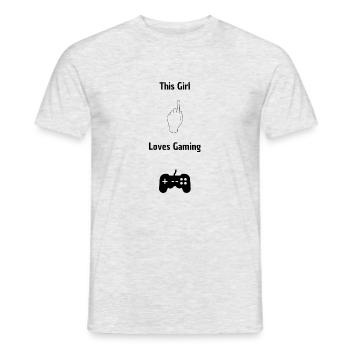 This Girl loves his Gaming - Men's T-Shirt - heather grey - Front - AI Model Male 178 dark (178cm)