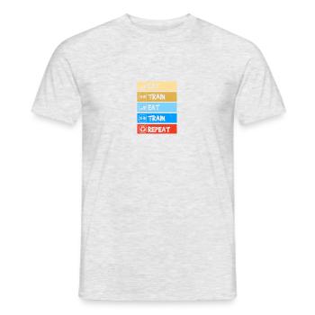 Manger train Musculation Musculation Gym Musculation Musculation - T-shirt homme - gris chiné - Devant - AI Model Male 178 dark (178cm)