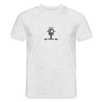 Funny Crazy Robot Behind Wall - Männer T-Shirt - Grau meliert - Vorne - AI Model Male 178 dark (178cm)