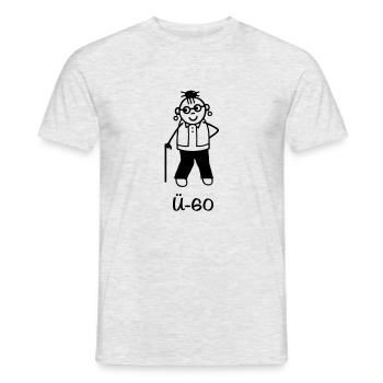 Ü-60 femme - T-shirt homme - gris chiné - Devant - AI Model Male 178 dark (178cm)