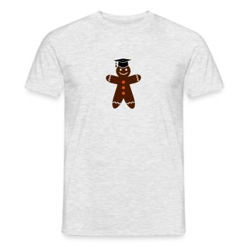Mortarboard on gingerbread man exam PhD thesis - Men's T-Shirt - heather grey - Front - AI Model Male 178 dark (178cm)