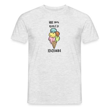 Eiswaffel mit Spruch - Männer T-Shirt - Grau meliert - Vorne - AI Model Male 178 dark (178cm)