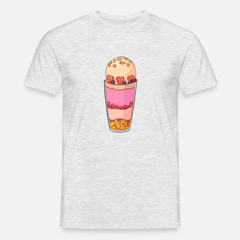 Crème glacée, crème glacée, crème glacée, crème glacée, boule, crème glacée, sundae - T-shirt homme - gris chiné