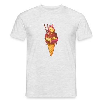 Eis Speiseeis Eiskrem Eiscreme Kugeleis Eisbecher - Männer T-Shirt - Grau meliert - Vorne - AI Model Male 178 dark (178cm)
