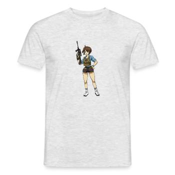 Gun Girl - Sexy - T-shirt homme - gris chiné - Devant - AI Model Male 178 dark (178cm)