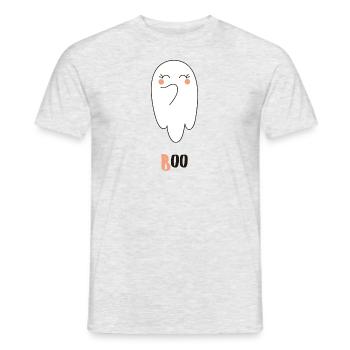 Boo Geist Gespenst Halloween Grusel Fun Geschenk - Männer T-Shirt - Grau meliert - Vorne - AI Model Male 178 dark (178cm)