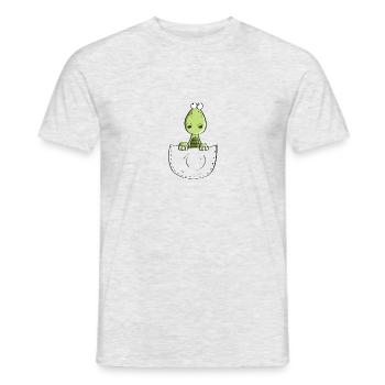 Kleiner Dino In Der Tasche - Poket - Dinosaurier - Männer T-Shirt - Grau meliert - Vorne - AI Model Male 178 dark (178cm)