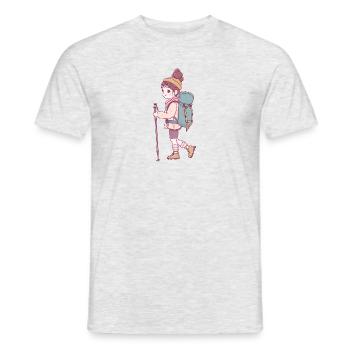 Hiking Trekking - Men's T-Shirt - heather grey - Front - AI Model Male 178 dark (178cm)