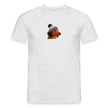 Chien teckel avec bonnet chapeau animal amitié - T-shirt homme - gris chiné - Devant - AI Model Male 178 dark (178cm)