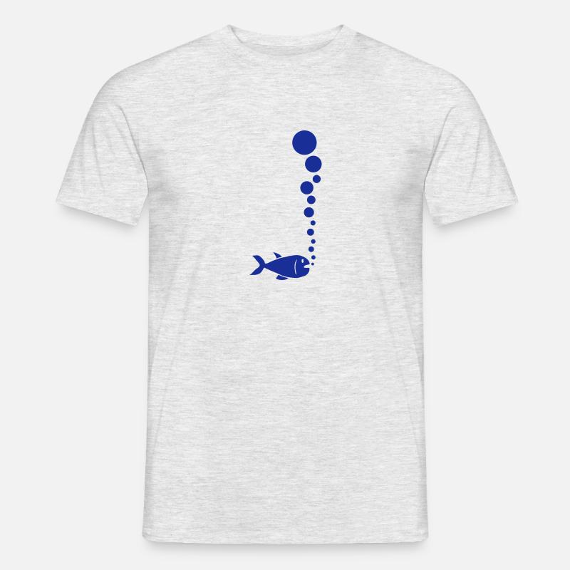 Fish And Bubbles - Männer T-Shirt - Grau meliert