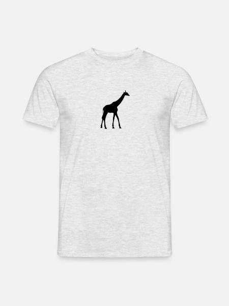 Sylwetka zwierząt w zoo żyrafy w kolorze czarnym - T-shirt męski - szary melanż