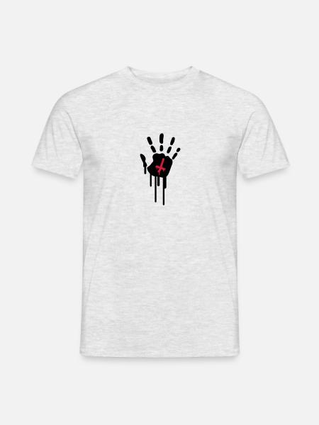 Bloody Handprint - Männer T-Shirt - Grau meliert