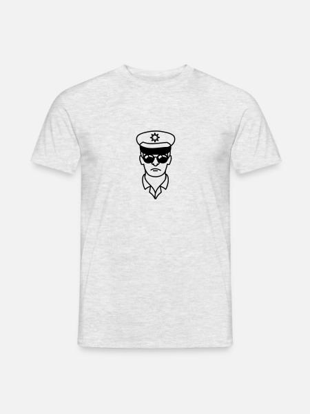 Cool police man face head - Men's T-Shirt - heather grey
