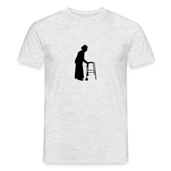 Granny with cane walking stick go Bock - Men's T-Shirt - heather grey - Front - AI Model Male 178 dark (178cm)