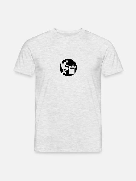 Computer desk nerd logo - Men's T-Shirt - heather grey