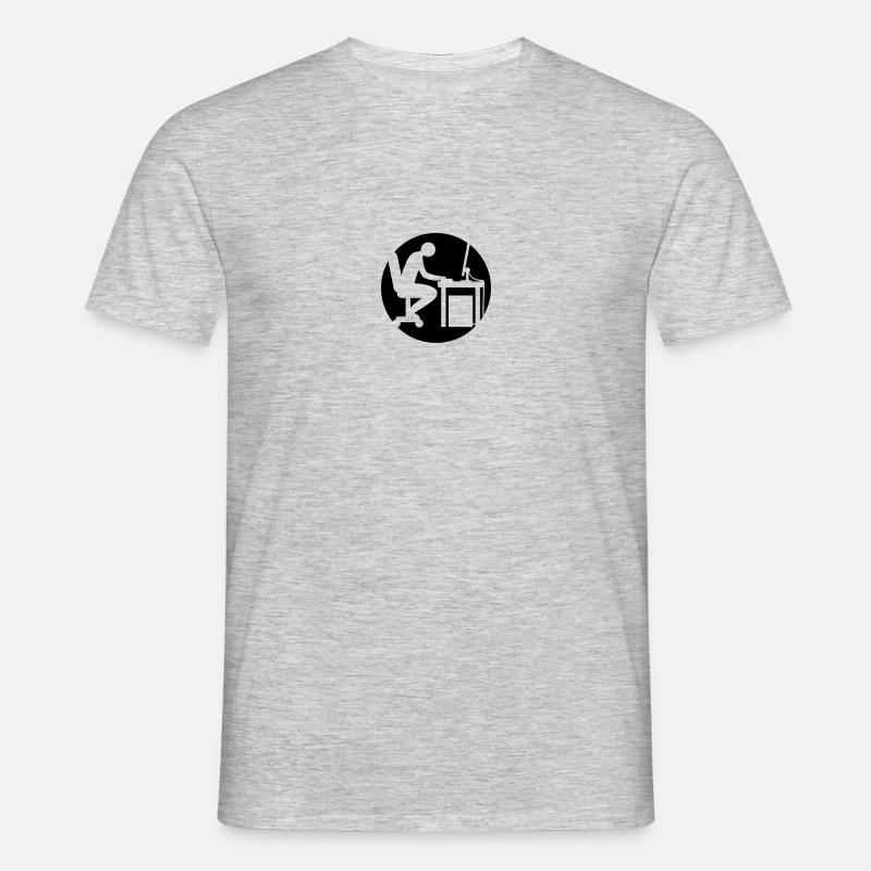 Computer desk nerd logo - Men's T-Shirt - heather grey