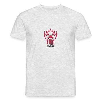 Fire flame helmet 2 axes firefighter - Men's T-Shirt - heather grey - Front - AI Model Male 178 dark (178cm)