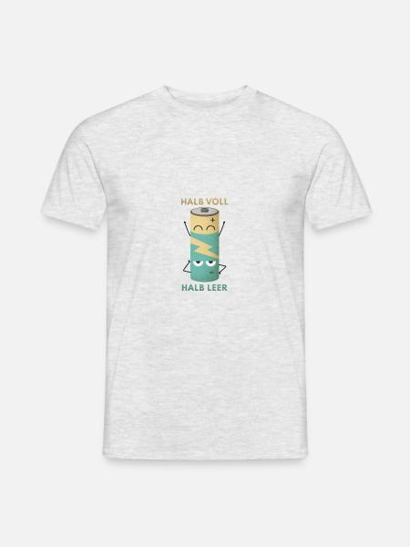 Halb Voll Halb Leer Batterie - Männer T-Shirt - Grau meliert