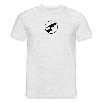 nachts mond klippe heulen wolf t-rex tyrannosaurus - Männer T-Shirt - Grau meliert - Vorne - AI Model Male 178 dark (178cm)
