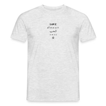 love amour habun amor aishite mots en noir - T-shirt homme - gris chiné - Devant - AI Model Male 178 dark (178cm)