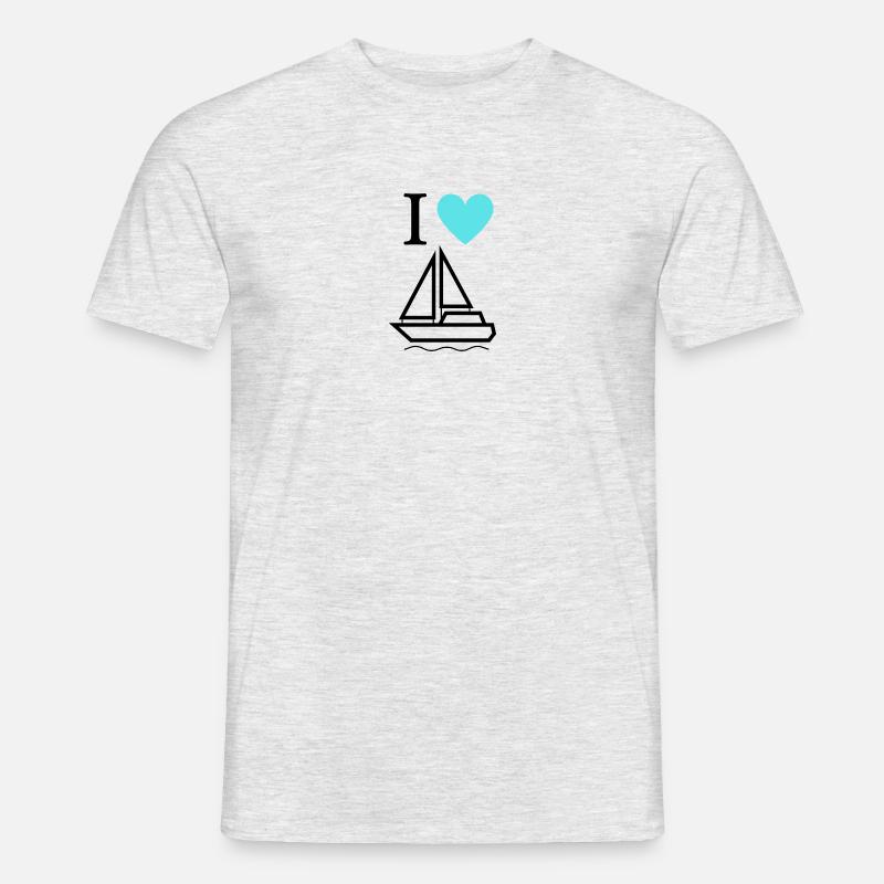 I LOVE Boote / Schiffe - Männer T-Shirt - Grau meliert
